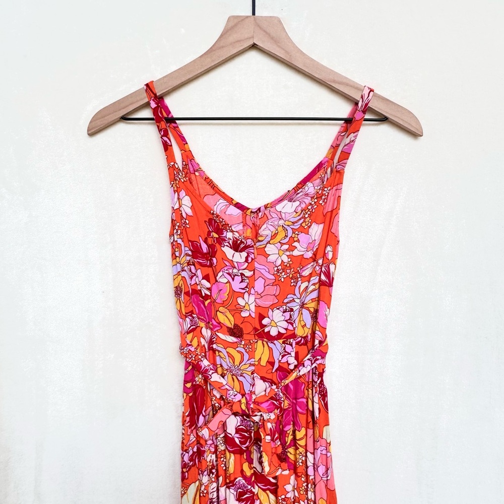 Vince Camuto Orange & Pink Floral Print V-Neck Maxi Dress - Picture 8 of 10
